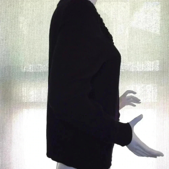 Debbie Morgan BLACK Embellished Cardigan - L. Festive, Demure, Rosettes, Classy - Picture 2 of 6